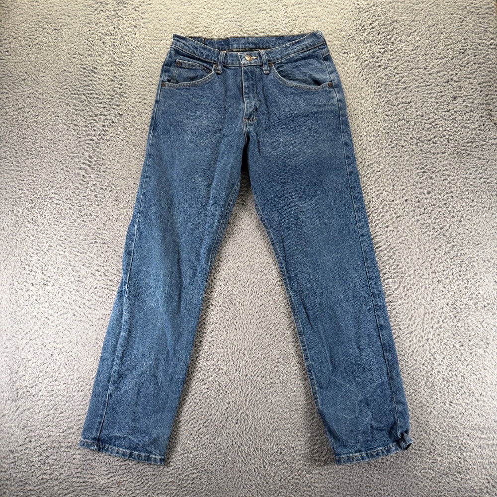 Wrangler Jeans Mens 30x30 Blue Cotton Denim Straight Leg Workwear Stretch Travel
